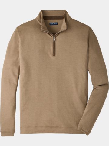 Peter Millar ALBATROSS COTTON-BLEND QUARTER-ZIP Strick Troyer beige