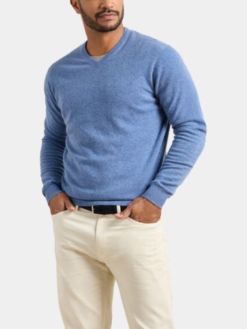 Peter Millar CROWN HERITAGE CASHMERE V NECK Strick Pullover hellblau