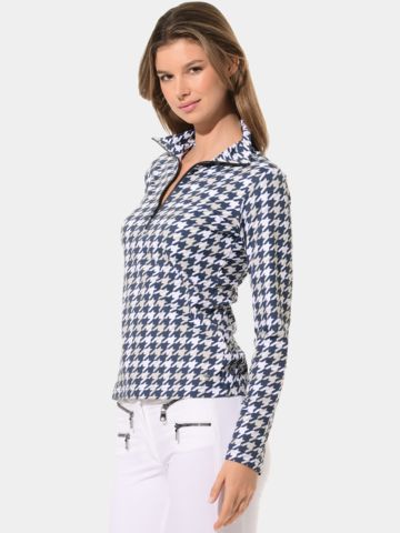 MDC Zip Langarm Polo navy