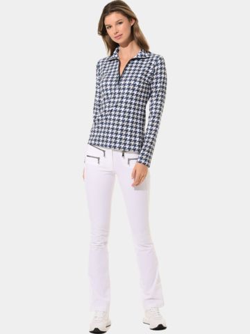 MDC Zip Langarm Polo navy