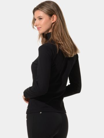 MDC Zip Langarm Polo schwarz