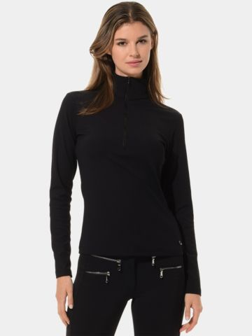MDC Zip Langarm Polo schwarz