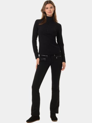 MDC Zip Langarm Polo schwarz