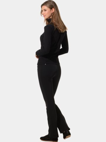 MDC Zip Langarm Polo schwarz