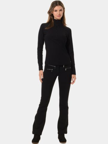 MDC Zip Langarm Polo schwarz