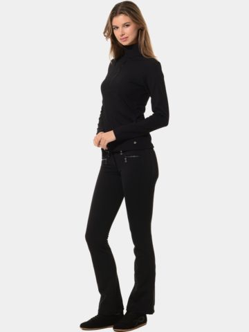 MDC Zip Langarm Polo schwarz