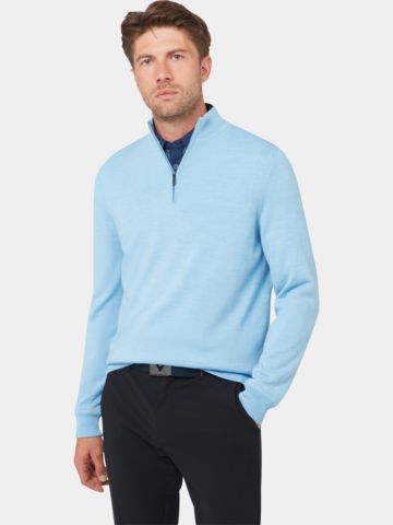 Callaway 1/4 Blended Merino Odyssey Troyer Strick hellblau