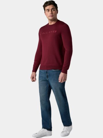 Callaway Legacy LS CREW LOGO SWEATER Svetr Pletený ČERVENÁ