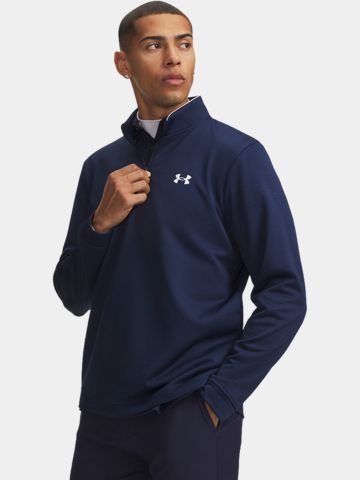 Under Armour MatchPlay 1/4 strečová střední vrstva na zip šedá