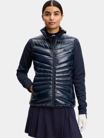 J.Lindeberg Lara Light Down Vest – péřová vesta, tmavě modrá