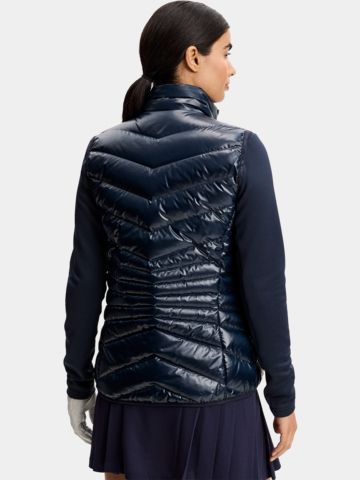 J.Lindeberg Lara Light Down Vest – péřová vesta, tmavě modrá
