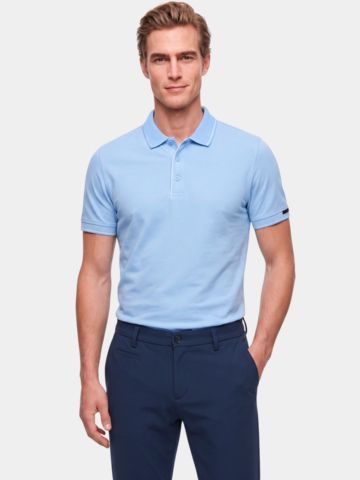 Daniel Springs Baumwoll Pique Halbarm Polo hellblau