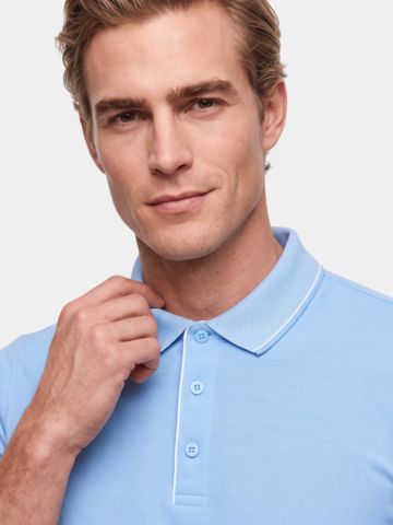 Daniel Springs Baumwoll Pique Halbarm Polo hellblau