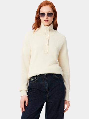 Lacoste HALF-ZIP Pullover Strick ecru