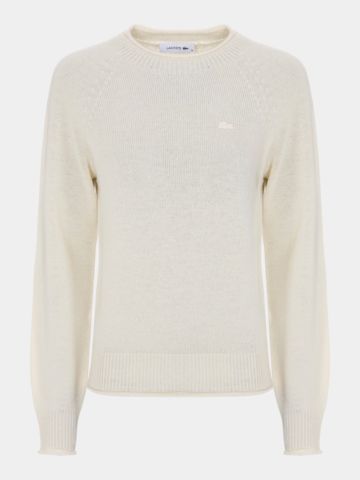 Lacoste Svetry s kulatým výstřihem – pletené ecru
