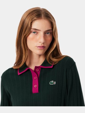 Lacoste Pletené polo tričko zelená