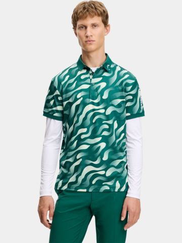 J.Lindeberg Tour Tech Print polo s krátkým rukávem, tmavě zelené