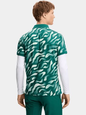 J.Lindeberg Polo s krátkým rukávem Tour Tech Print tmavě zelená
