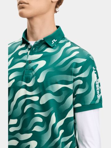 J.Lindeberg Polo s krátkým rukávem Tour Tech Print tmavě zelená