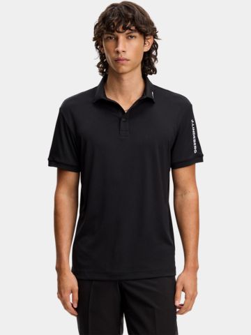J.Lindeberg Tour Tech polo s krátkými rukávy, černé