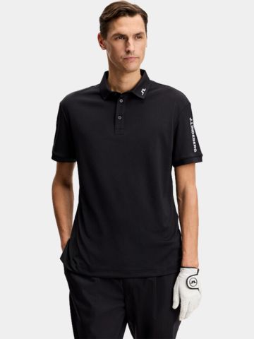 J.Lindeberg Tour Tech polo s krátkými rukávy, černé