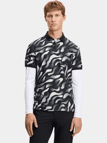 J.Lindeberg Tour Tech Print polo s krátkým rukávem, černé