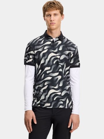 J.Lindeberg Tour Tech Print polo s krátkým rukávem, černé