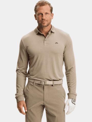 J.Lindeberg Florian LS Polo s dlouhým rukávem, barva camel