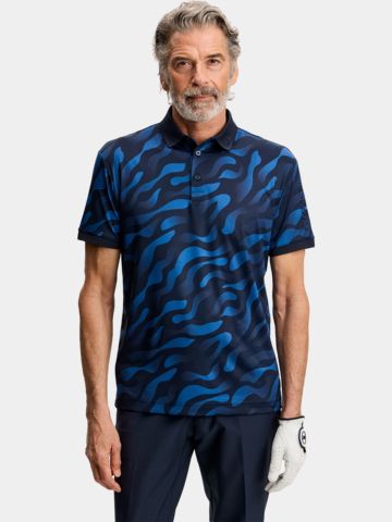 J.Lindeberg Tour Tech Print polo s krátkým rukávem, modré