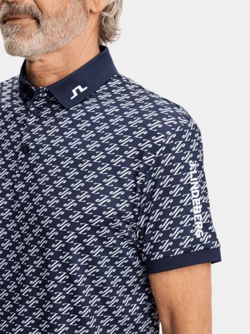 J.Lindeberg Tour Tech Print Halbarm Polo blau