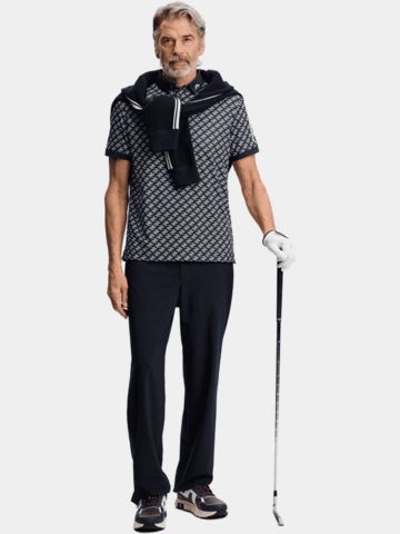 J.Lindeberg Tour Tech Print Halbarm Polo blau