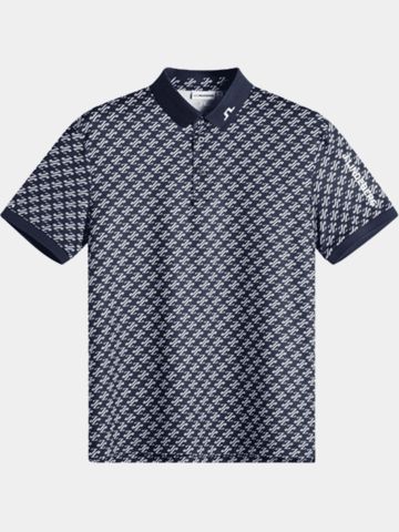 J.Lindeberg Tour Tech Print Halbarm Polo blau