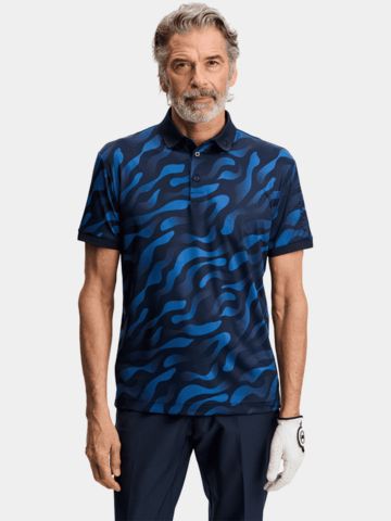 J.Lindeberg Tour Tech Print Halbarm Polo navy