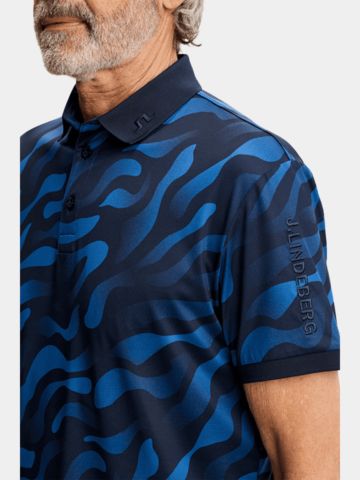 J.Lindeberg Tour Tech Print Halbarm Polo navy