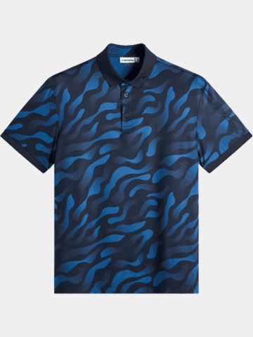 J.Lindeberg Tour Tech Print Halbarm Polo navy