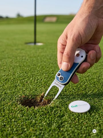 Pitchfix Hybrid Pitchgabel mit GolfHouse-Logo blau