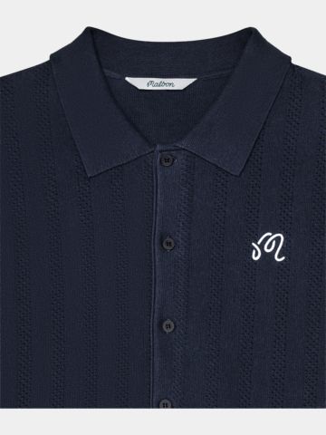 Malbon CROSSCUT POLO Strick Polo blau