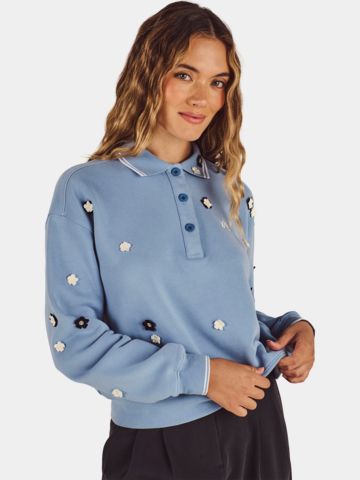 Malbon NAOMI BLOSSOM Langarm Polo hellblau