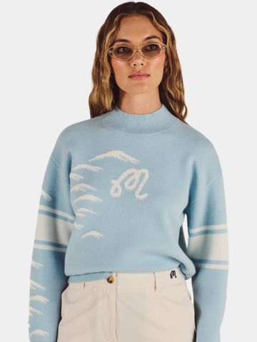 Malbon ALPS SWEATER Stehkragen Strick hellblau