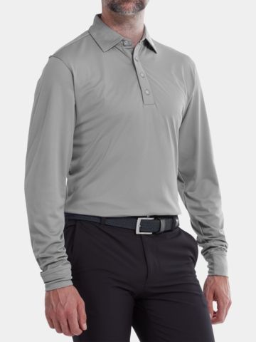 FootJoy THERMOLITE LONG SLEEVED SMOOTH PIQUE Polo Langarm grau