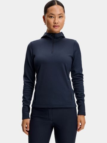 J.Lindeberg AERIELLE QUARTER ZIP HOOD R Stretch Midlayer navy