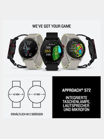 Garmin Approach® S72 GPS-Golfuhr (47 mm) schwarz